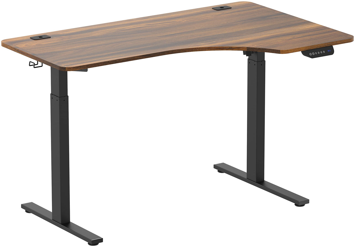 SHW 55-Inch Large Electric Height Adjustable L-Shaped Standing Desk with Right Facing Corner, Walnut