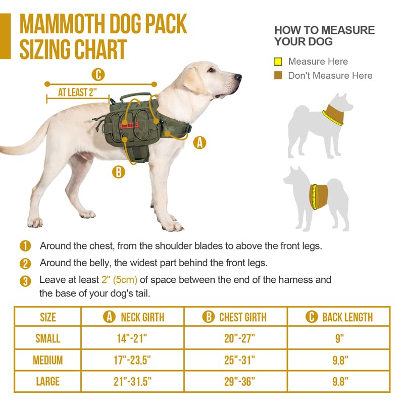 OneTigris Dog Pack Hound Travel Camping Hiking Backpack Saddle Bag Rucksack for Medium & Large Dog (Ranger Green)
