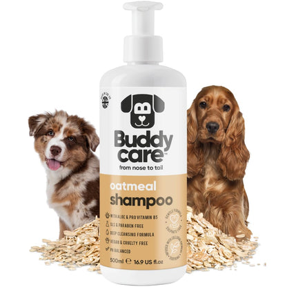 Buddycare Oatmeal Dog Shampoo (500ml) Gentle for Sensitive or Itchy Skin Removes Dandruff & Smelly Puppy Odours, w/Aloe Vera to Help Itch Relief Dog Shampoo for Smelly Dogs Best Puppy Shampoo