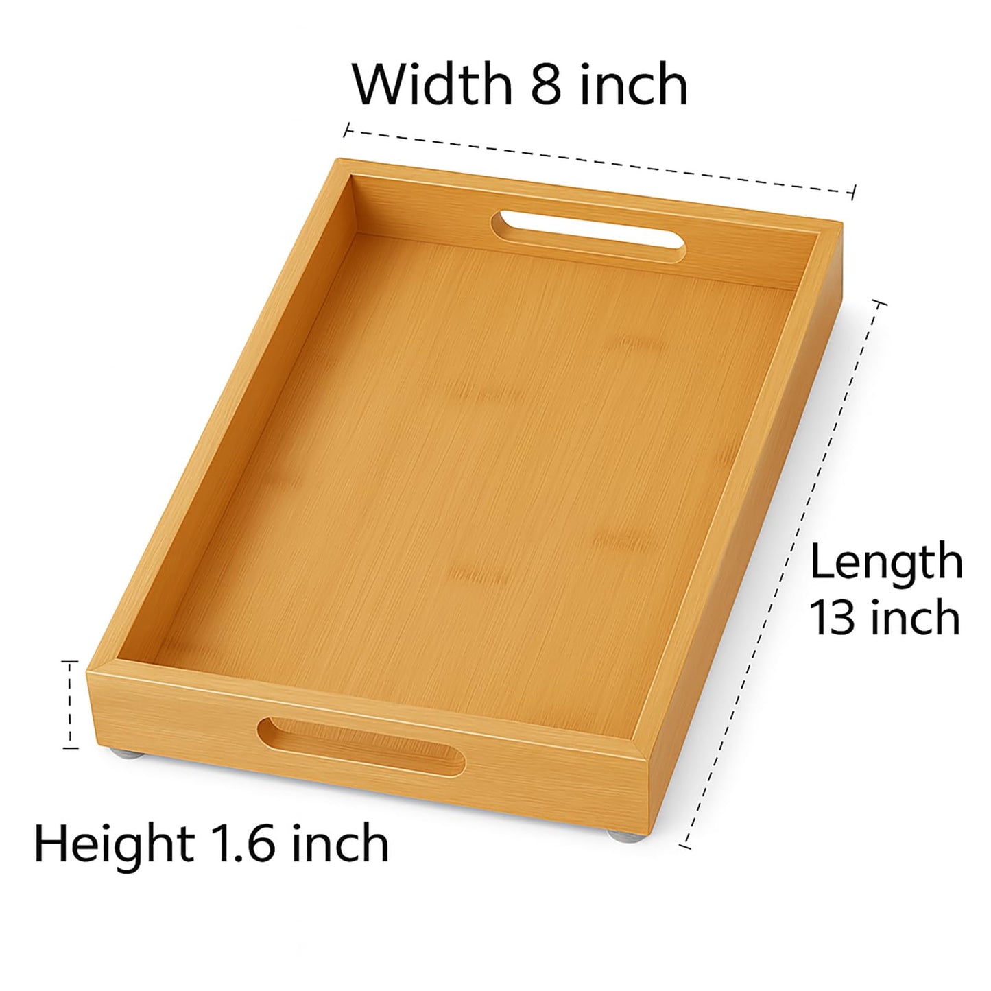PPDVUUT Tray for Oil Bottles Kitchen Counter – Bamboo Organizer with Handles, Waterproof Coating & Non-Slip Feet, 13×8 Inch Condiment Holder for Spices, Sauces & Seasoning Jars