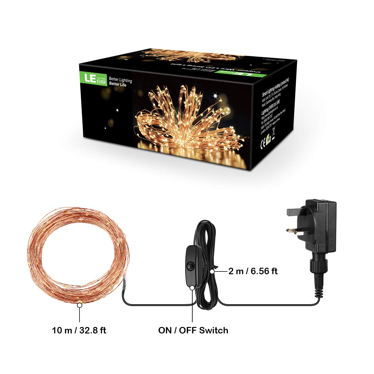 Lepro Fairy Lights Plug in, 10m 100 LED Copper Wire Fairy Lights, 33ft Warm White Christmas Tree Lights, Fairy String Lights Mains Powered for Christmas Decorations, Bedroom, Party, Wedding and More