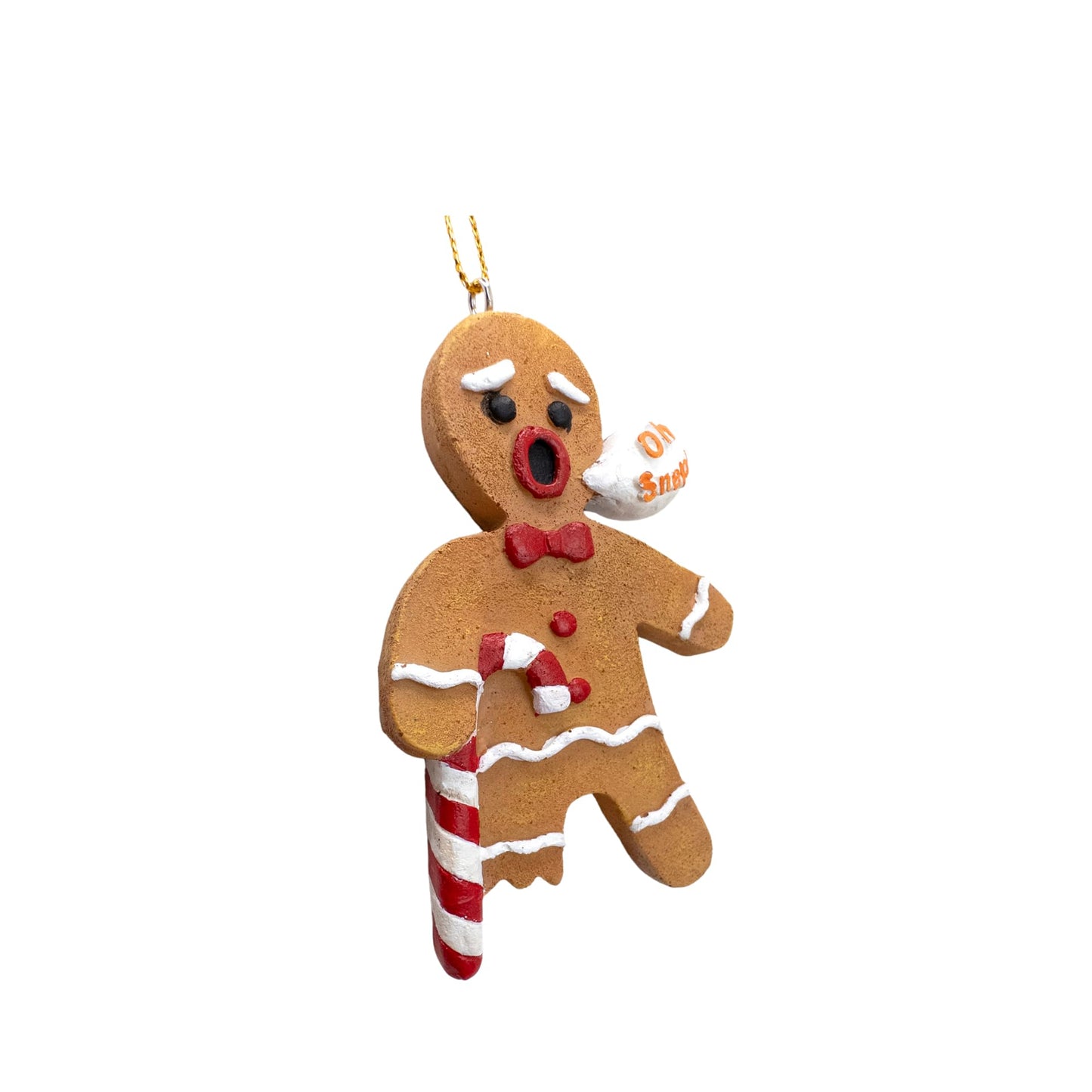 Gingerbread Man Cookie Oh Snap! Broken Leg Candy Cane Crutch Funny Christmas Tree Ornament