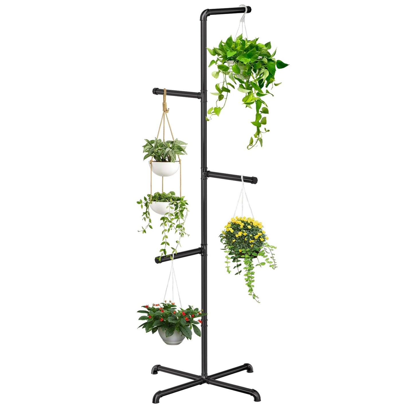 Chloraeon Hanging Plant Stand, Plant Hanger Indoor, Corner Hanging Plant Stand, Black Metal Holder for Bedroom, Living Room, Garden, Balcony (large)