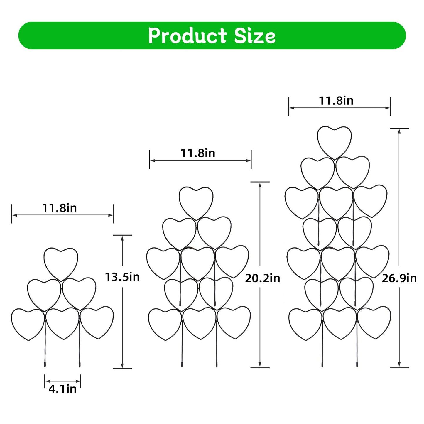 Seqiuay Trellis for Climbing Plants Indoor, Stackable Garden Trellis for Potted Plants, Small House Plant Trellis for Vine Ivy Flower Plant Support Outdoor DIY Metal Trellis 3 Pack, Black