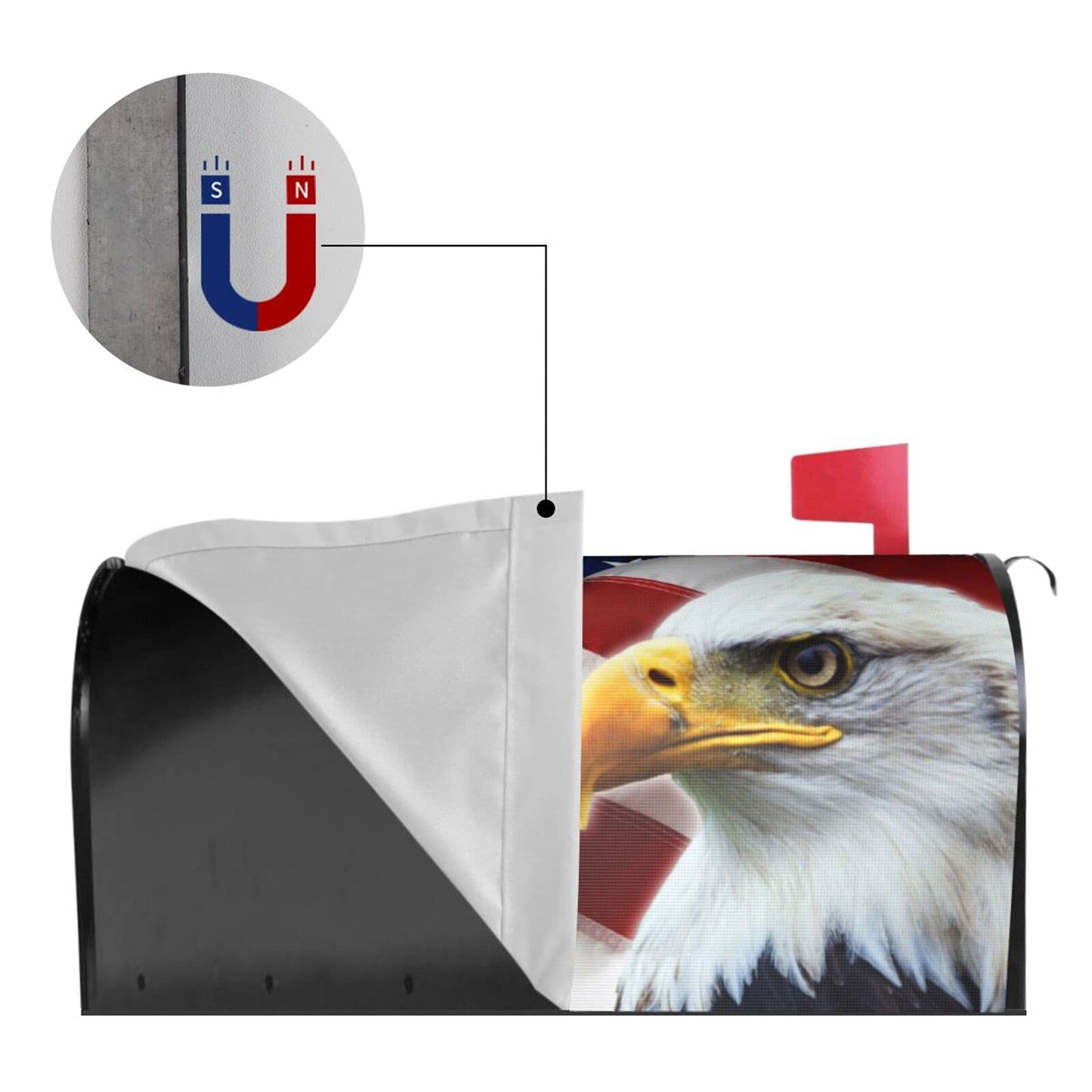 Sweetshow Patriotic American Flag Mailbox Cover Magnetic 21x18 Inch with USA Flag Eagle Decor for Garden Yard Home Decoration