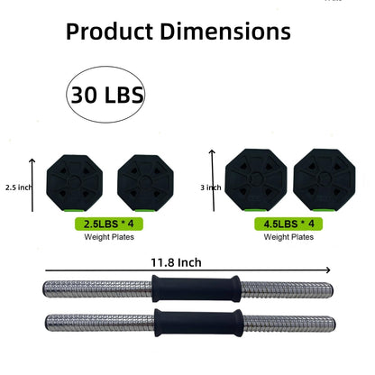 Garvee Adjustable Dumbbell Set, 4 in 1 Adjustable Weights 30 LBS Free Weight Set for Home Gym