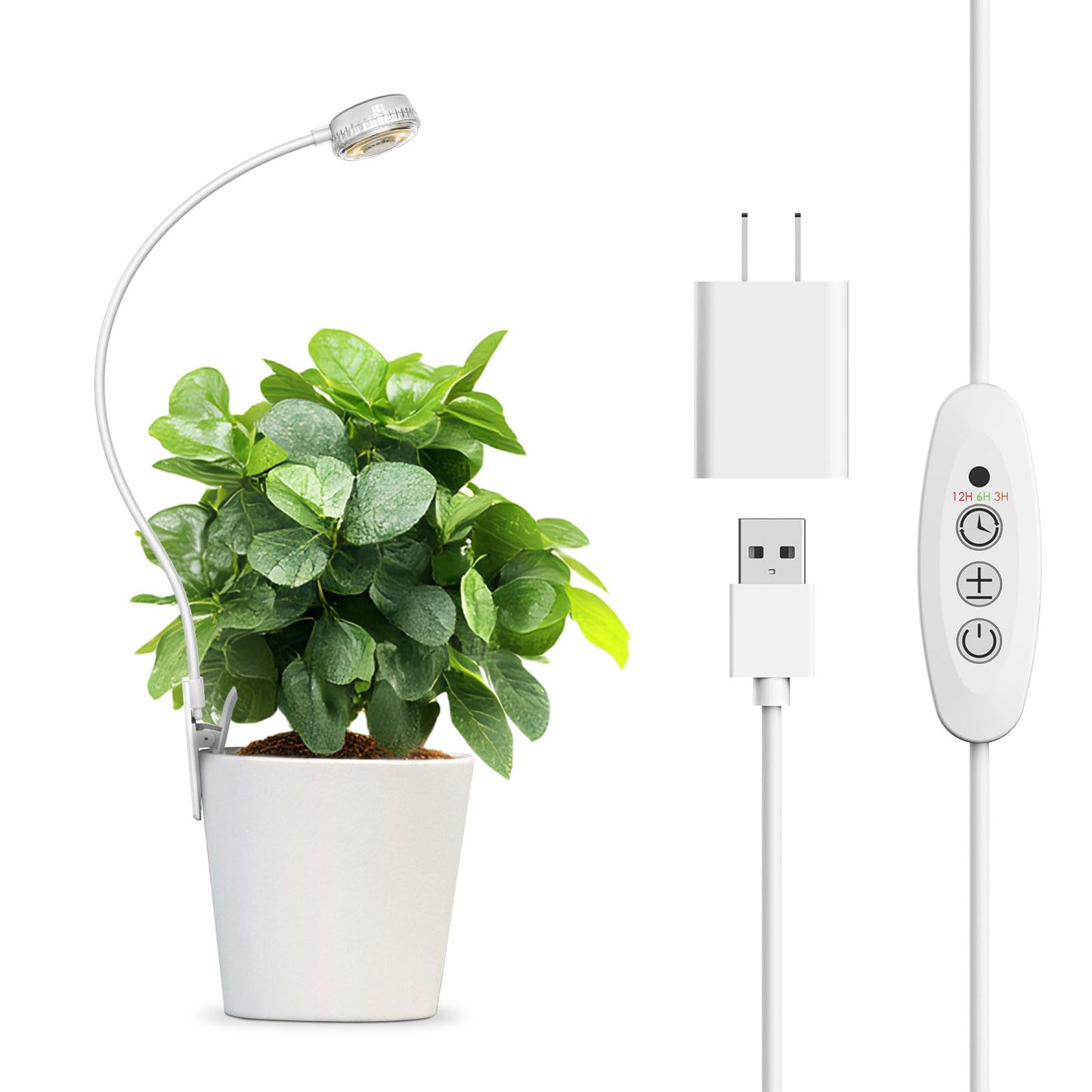 5W Clip on Grow Lights for Indoor Plants,Pot LED Small Grow Light for Indoor Growing, Full Spectrum Small Plant Light, 4000k with 4-Level Dimmable, Auto On/Off 3 6 12 Hrs Timer for Succulents