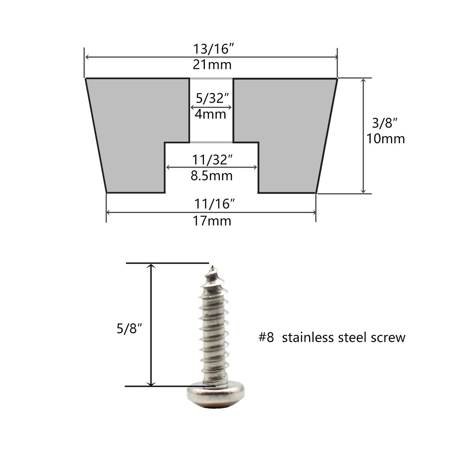 Rubber Feet for Cutting Board with Stainless Screws, 12 Pieces Non Slip Rubber Bumper Feet for Electronics 13/16" W x 3/8" H
