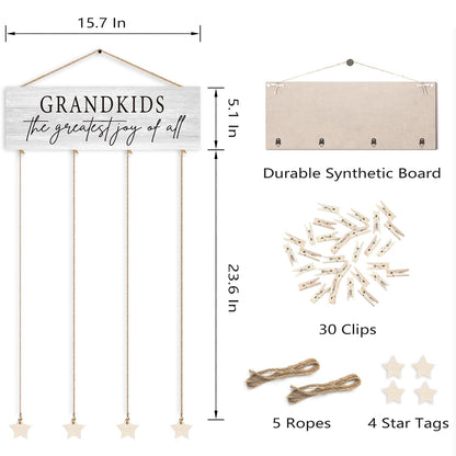 Orchroma Grandkids Picture Frames Collage Wall Decor,Photo Collage Frame for Wall,Gifts for Grandparent from Grandkids,Grandkids Picture Board,Hanging Photo Display with Clips,Picture Hanging Kit