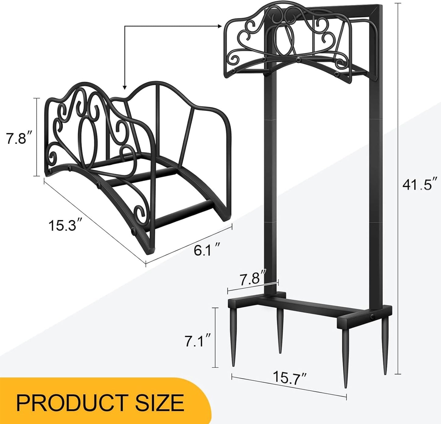 Shomextol Garden Hose Holder -Upgraded Hose Holder Holds,Freestanding Heavy Duty Hose Hanger,Sturdy Hose Stand and Hose Storage for Lawn & Yard,Black(Butterfly-Style)