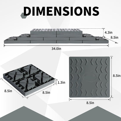 Keltrion 12 Pack Camper/RV Leveling Blocks Suitable for 4 Wheels Interlocking and Anti-Slip Design with Carrying Bag Heavy-Duty for Camper Travel Trailer Grey