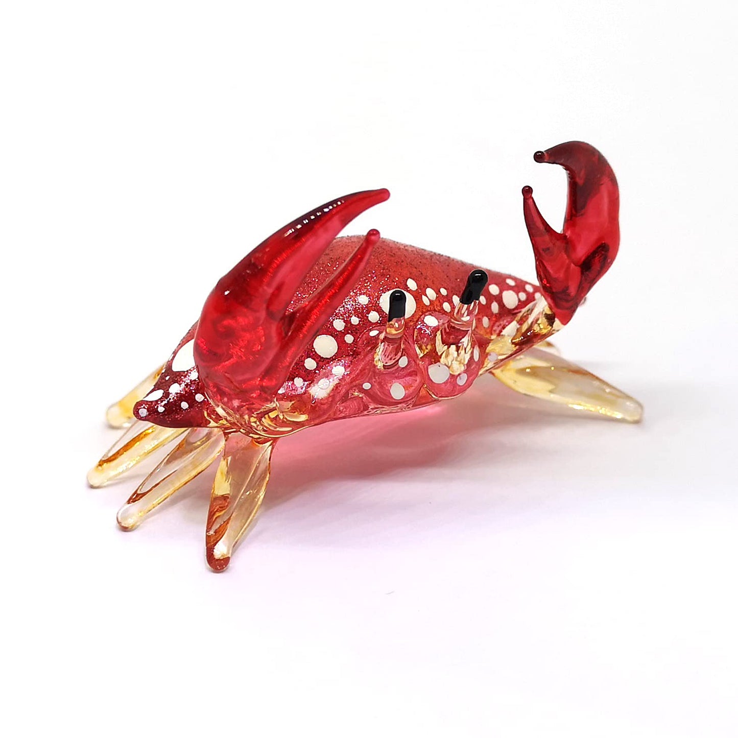ZOOCRAFT Glass Crab Figurine Red Hand Blown Painted Art Miniature Coastal Style Gift Home Decoration,1.7 x 2.5 x 1.4 inches.