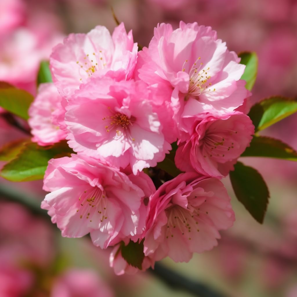 Pink Flowering Almond Shrub (Flowering Plum Bush) - 18-24" Tall Live Plant - Gallon Pot - Fragrant Pink Blossom Ornamental Tree - Prunus triloba