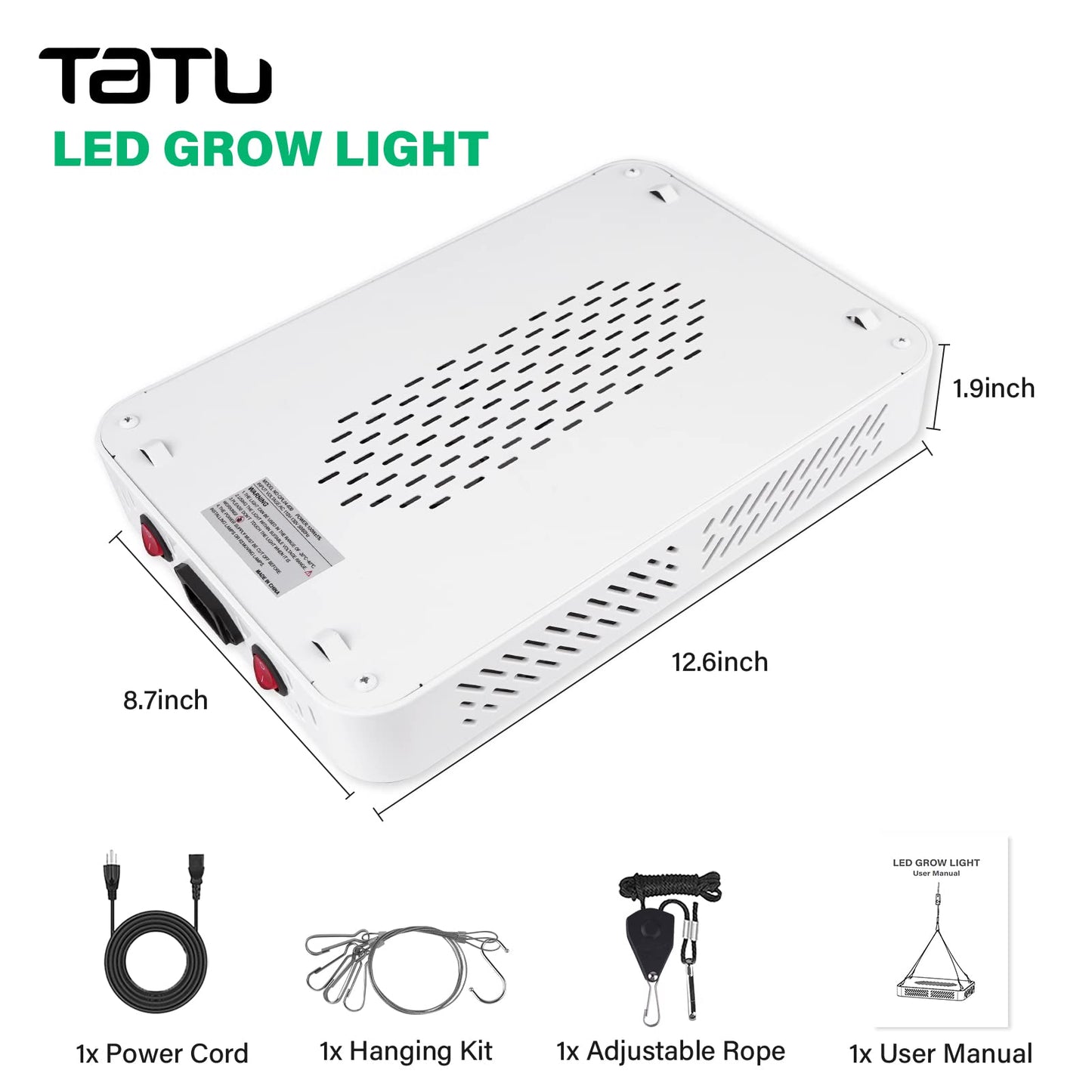 TATU 1000w LED Grow Light for Indoor Plants, Full Spectrum Plant Light Growing Lamp for Hydroponic Indoor Plant Veg and Flower for Grow Tent (Actual Power 100W=1000W HPS)