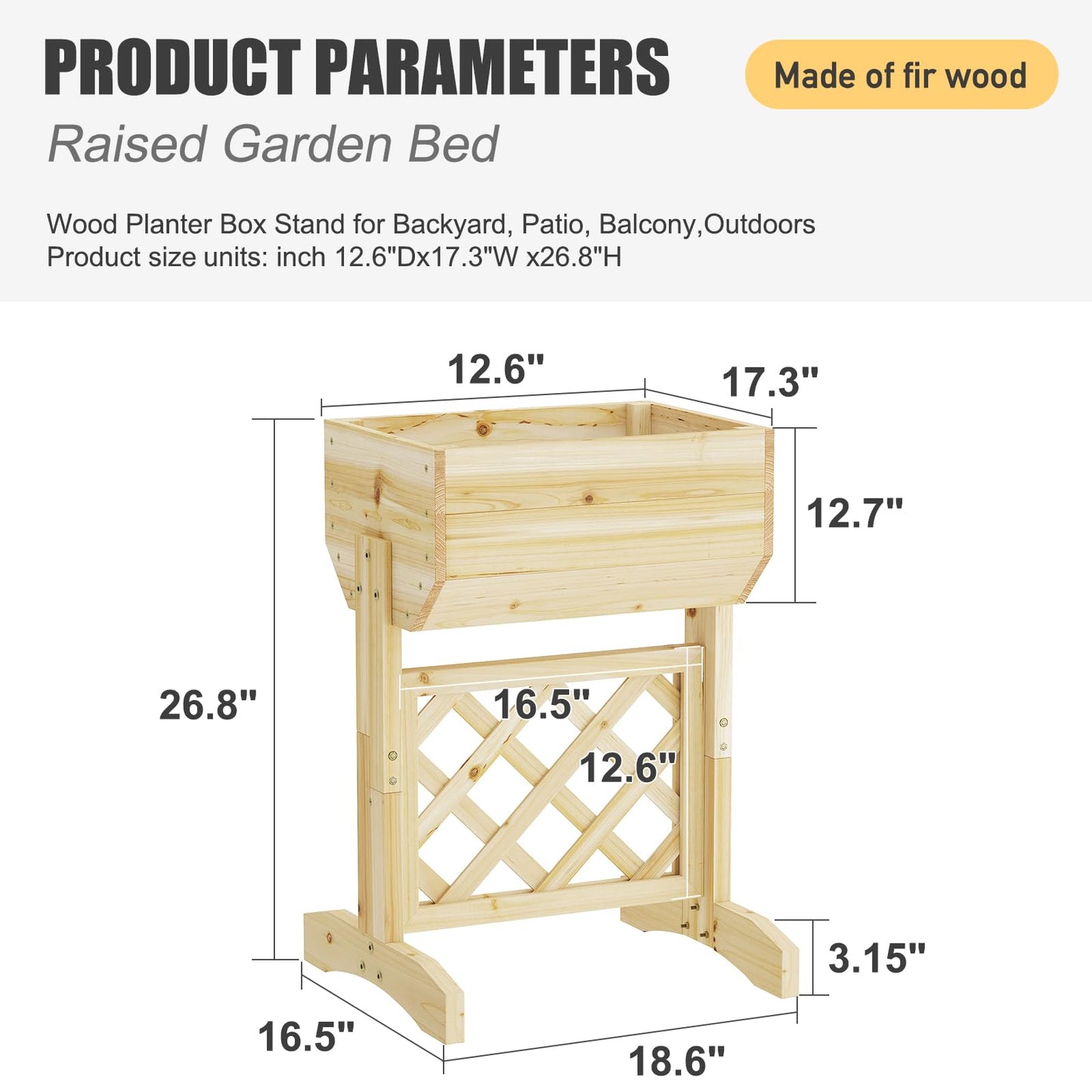 Furshus Wooden Planters for Outdoor Plants, Fence Style Wood Planter Boxes, Backyard Decor, Flower Planters for Flowers Vegetables