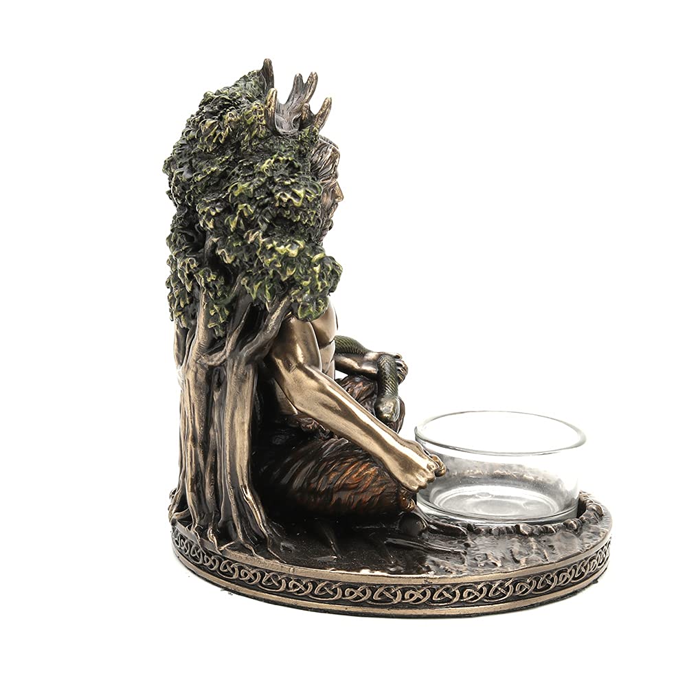 Veronese Design 5 1/4" Tall Celtic God Cernunnos Tealight Candle Holder Cold Cast Bronzed Resin Sculpture Wiccan Home Decor Figurine Collectibles