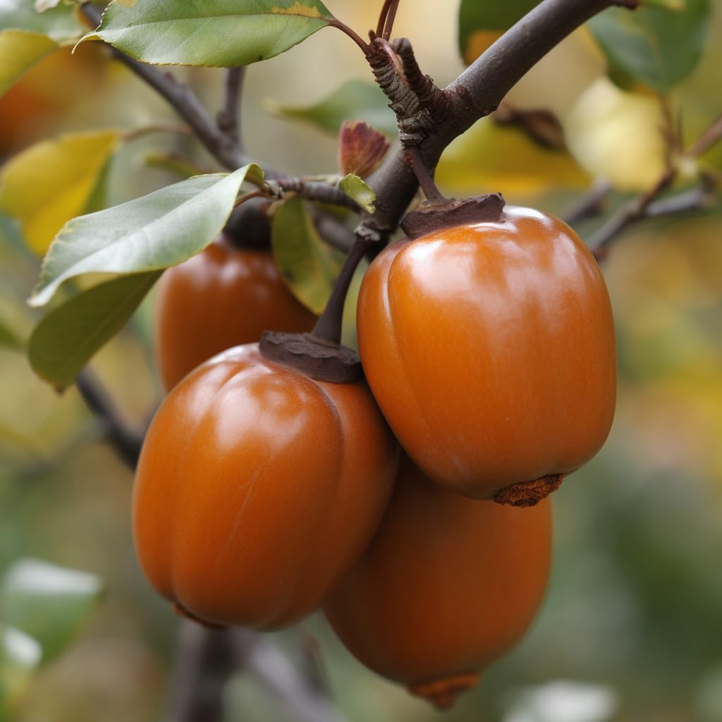 Live Plant - Chocolate Persimmon Tree – 36-48" Tall Live Plant, 3 Gallon Pot - Diospyros kaki