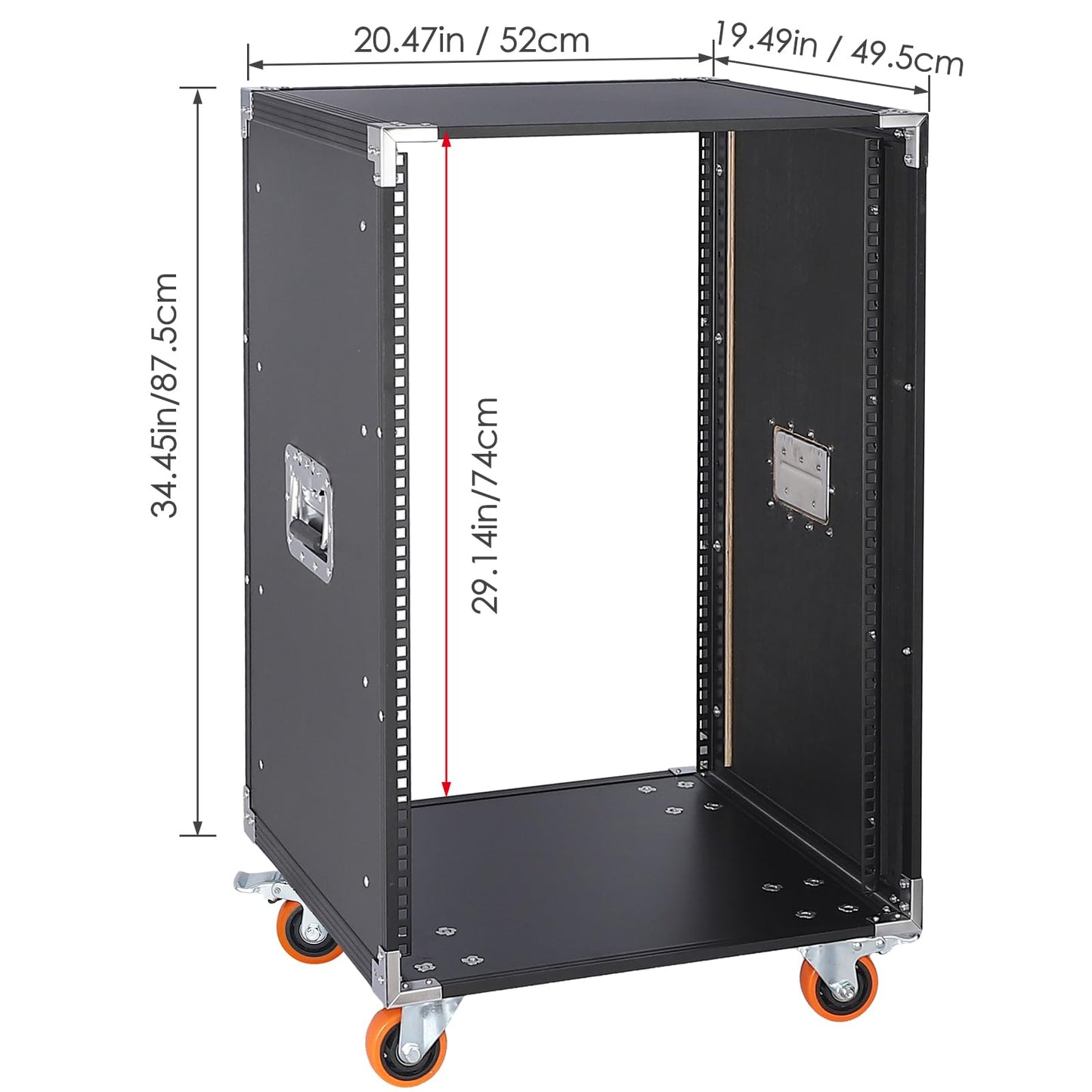 WikrOck Movable AV Gear Rack 16U 19in Mobile Floor Standing Network Device Storage Cabinet Stand - Audio Stereo Studio DJ Equipment Rack Server IT Data Devices Storage Cabinet with Castors