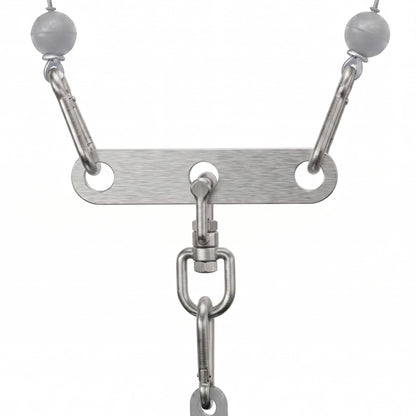 Stainless Steel Double to Single Pulley Adaptor Plate with Swivel for Cable Machine – Fitness Dual Pulley Connector with 3 Carabiners for LAT Pulldown, Triceps Pushdown, and T Bar Row Accessories