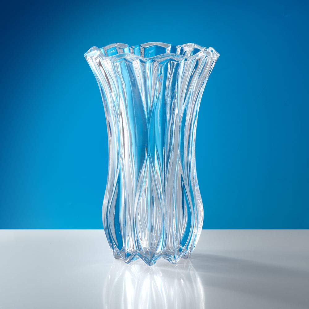 Celebrations by Mikasa Blossom Crystal Vase 12 Inch - Sculpted Flower Design for Fresh Bouquets, Home Decor, Centerpieces - Traditional and Contemporary Style