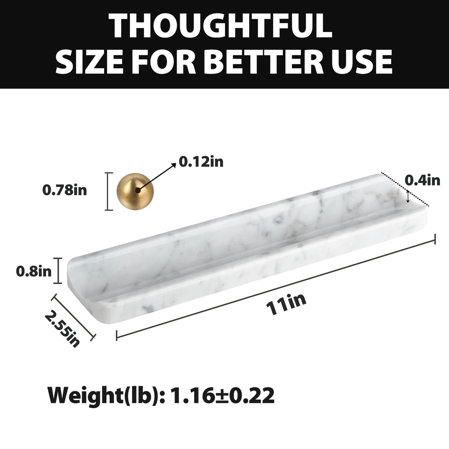 Koville Italian Carrara Natural Marble Incense Holder, Incense Holders for Sticks, Incense Burner Holder, Ideal for Meditation and Relaxing, Easy to Clean(Bianco Carrara)