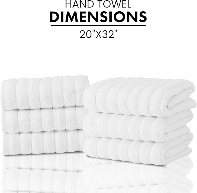 Classic Turkish Towels CTT Premium 6 Piece Hand Towels Set, 100% Turkish Cotton