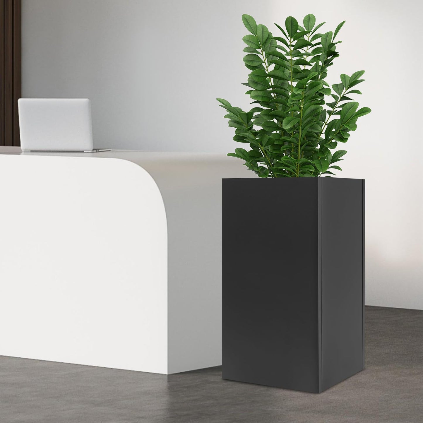 SODONAD Tall Metal Planter Box, Heavy Duty Planter Box, Rectangular Outdoor/Indoor Planters Modern Flower Pot for Porch Patio Garden Balconie, 16'' × 16'' × 30''