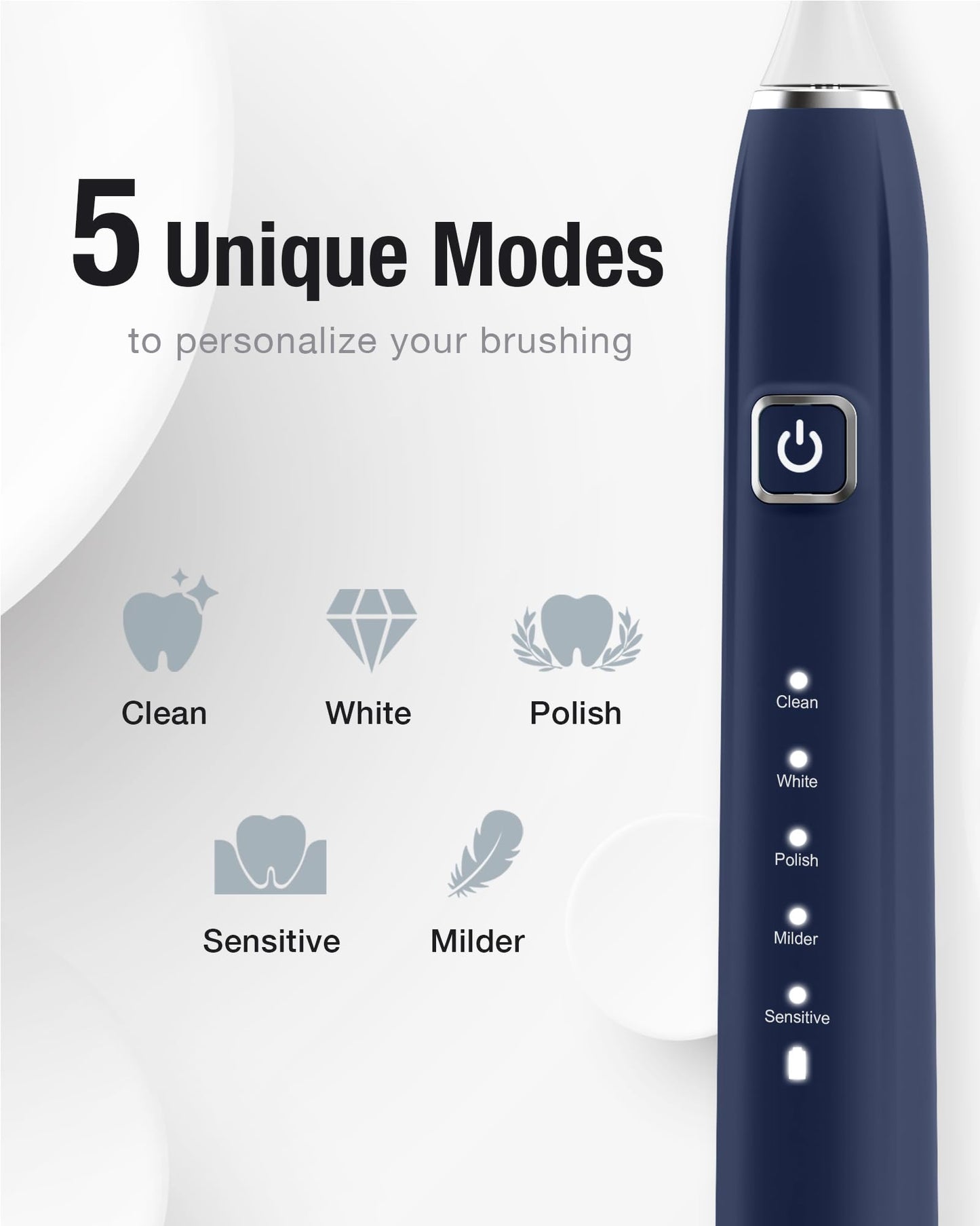 7AM2M Sonic Electric Toothbrush with 6 Brush Heads for Adults&Kids, One Charge for 120 Days, Wireless Fast Charge, 5 Modes, 40000VPM Powered Toothbrush, 2 Minutes Built in Smart Timer (Black)