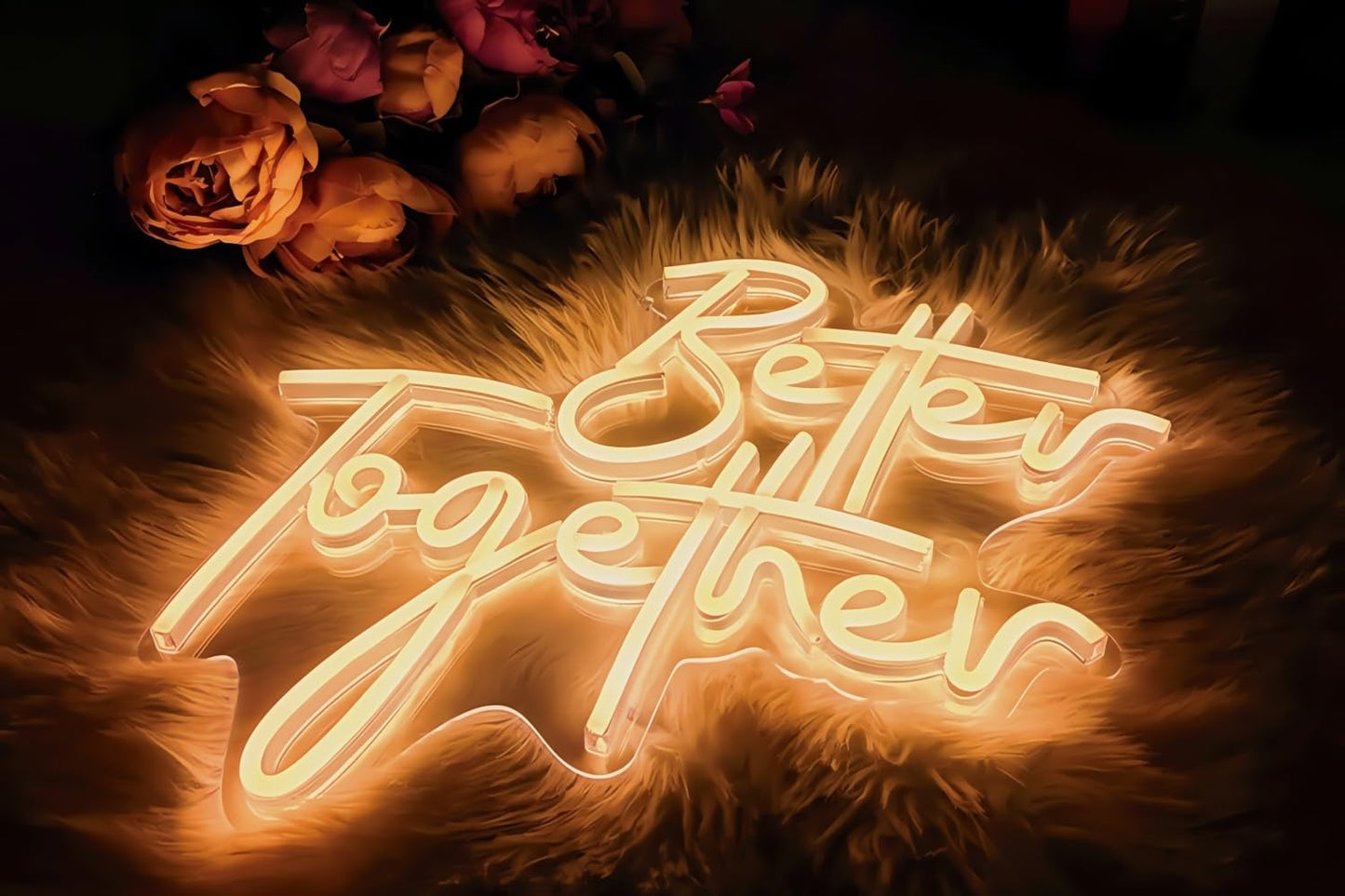 Better together Neon Signs for Wall Decor Neon Wall Art Acrylic LED Lights with Hanging Chain Light Up Signs for Bedroom Decor Man Cave Bar Pub Wedding Party 5V USB Operated Dimmable