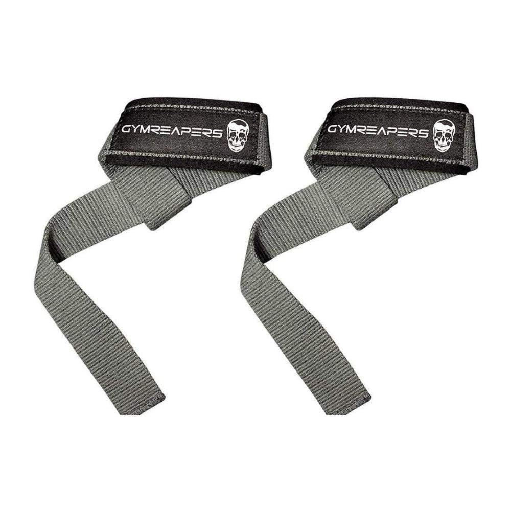 Gymreapers Lifting Wrist Straps for Weightlifting, Bodybuilding, Powerlifting, Strength Training, & Deadlifts - Padded Neoprene with 18 inch Cotton (Gray)