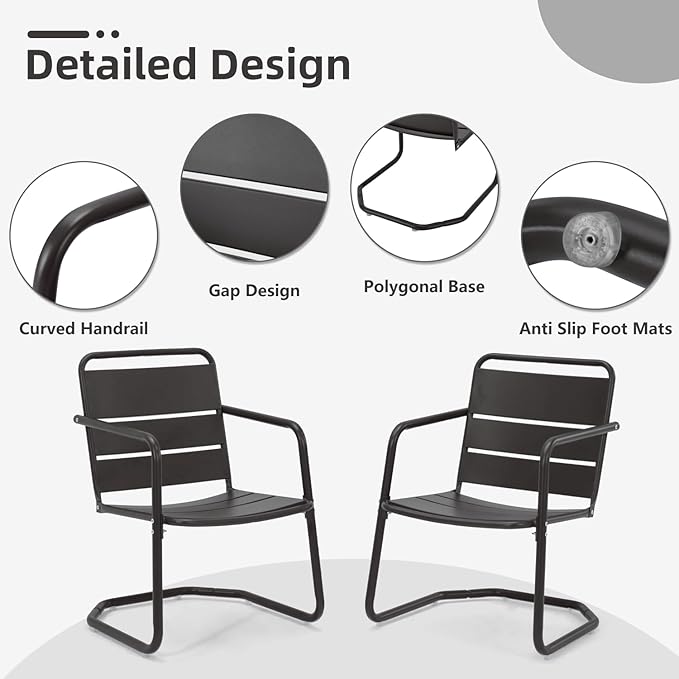 MELLCOM Patio Chairs Set of 2, Small Patio Furniture Set
