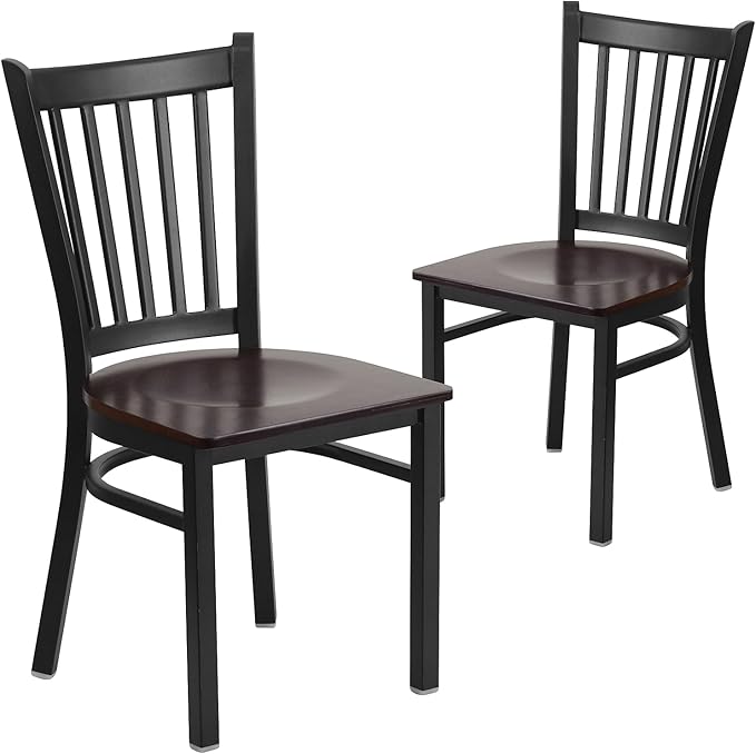 Flash Furniture 2 Pack HERCULES Series Black Vertical Back Metal Restaurant