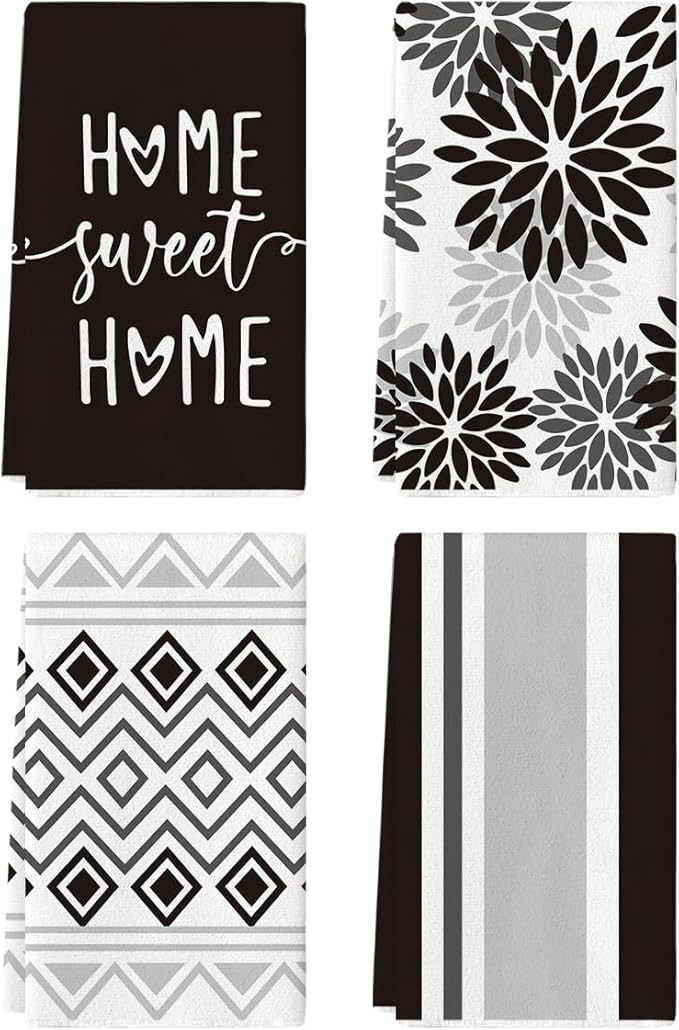Artoid Mode Black Stripes Home Sweet Home Boho Halloween Kitchen Towels Dish