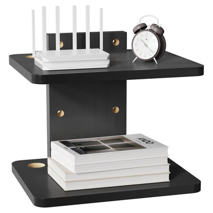 WALI Floating TV Shelf, 2 Tier Projector Shelf for DVD Players, Routers, Game Consoles, Cable Boxes, Living Room Decor Accessories, Wall Mount Shelves Holds Up to 22lbs (CS202NB), 2-Shelf, Black