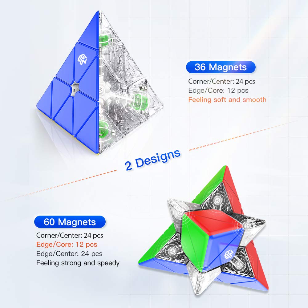 GAN Pyraminx 36 Magnets, Pyramid Speed Cube, Speed Magnetic Pyramid Puzzle Stickerless Triangle Cube (Standard)