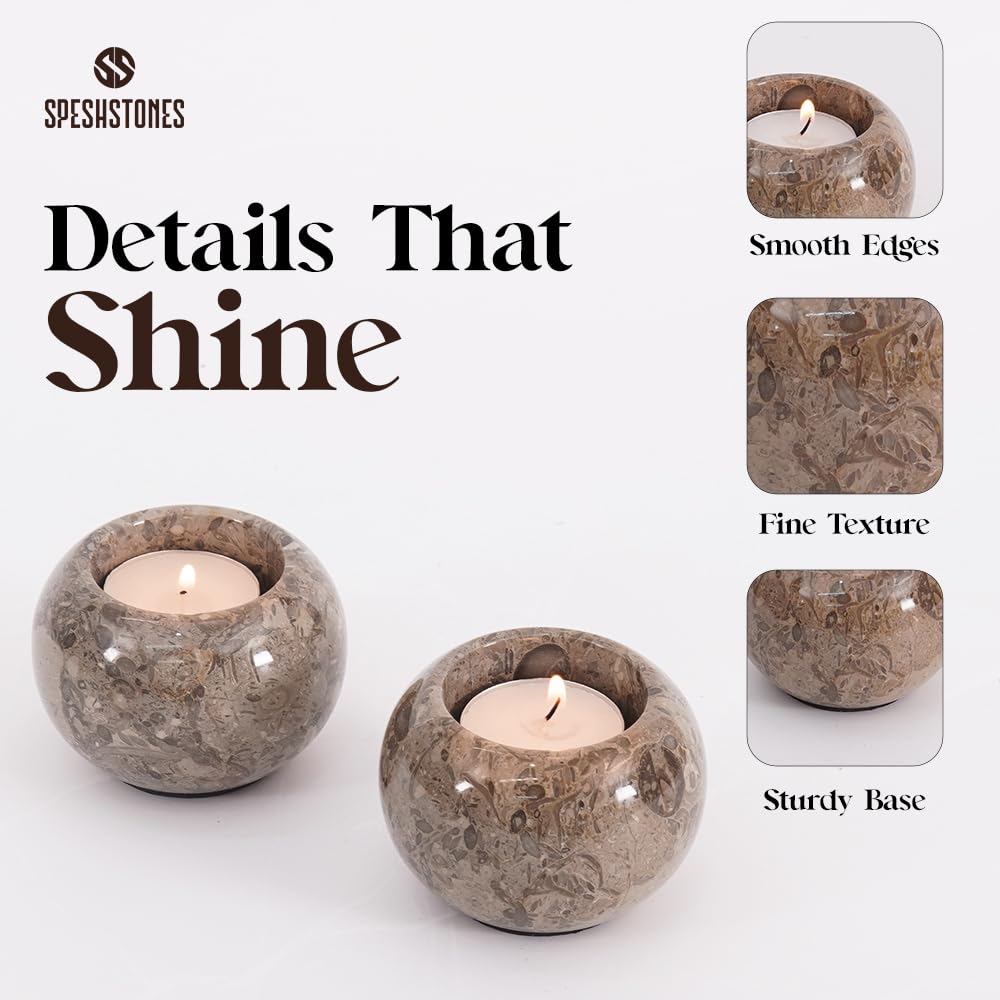 SPESHSTONES Marble Tealight Candle Holder 3 Inch Mini Votive Candle Holders for Table Centerpieces, Room Decor- Decorative Candles Holders for Wedding Gifts
