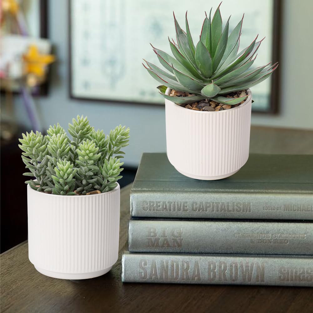 Briful Succulents Plants Artificial for Home Decor, Realistic Potted Fake Agave Plant, Cute Aloe Maguey Faux Plant, Bookshelf Tabletop Decor, Modern Farmhouse Home Bathroom Decorations