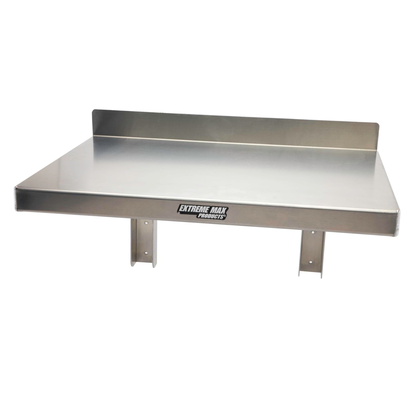 Extreme Max 5001.6314 Wall-Mounted Folding Aluminum Work Bench for Enclosed Race Trailer, Shop, Garage, Storage - 26" x 18", Silver