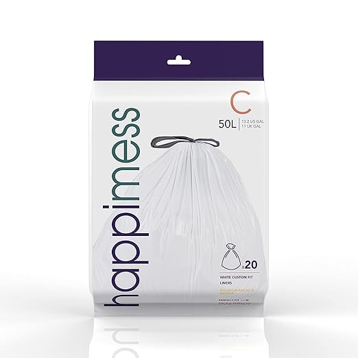 happimess HPM3000C-WHITE 13.2 Gallon Kitchen Drawstring Trash Bags, Trash Can