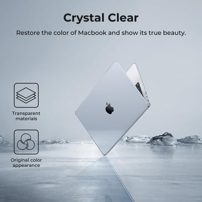 EooCoo Case compatible for M4 M3 M2 Macbook Air 15 inch A3241 A3114 A2941 with Touch ID,2025 2024 2023 Release, Transparent Plastic Hard Shell Cover, Smooth Shiny Surface, Crystal Clear