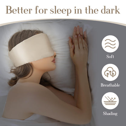100% Mulberry Silk Sleep Mask Eye Mask for Women Man with Adjustable Band, for Side Sleeper Blackout Sleep Mask for Travel Rest and Office Large Size (Taupe)