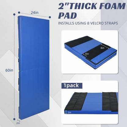 ybaymy 2" Thick Wall Padding, Wall Pads for Gym Basketball Court Garage Wall Mount Protector, Anti Collision Mat for Kids Foldable Exercise Mats for Taekwondo Garage (Blue)