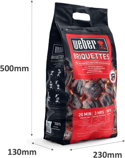 Weber Grill Briquettes (8kg bag), for long and consistent heat, ideal for longer grilling of grill food, 100% natural wood, EU product, sustainably sourced, FSC certified (17591)