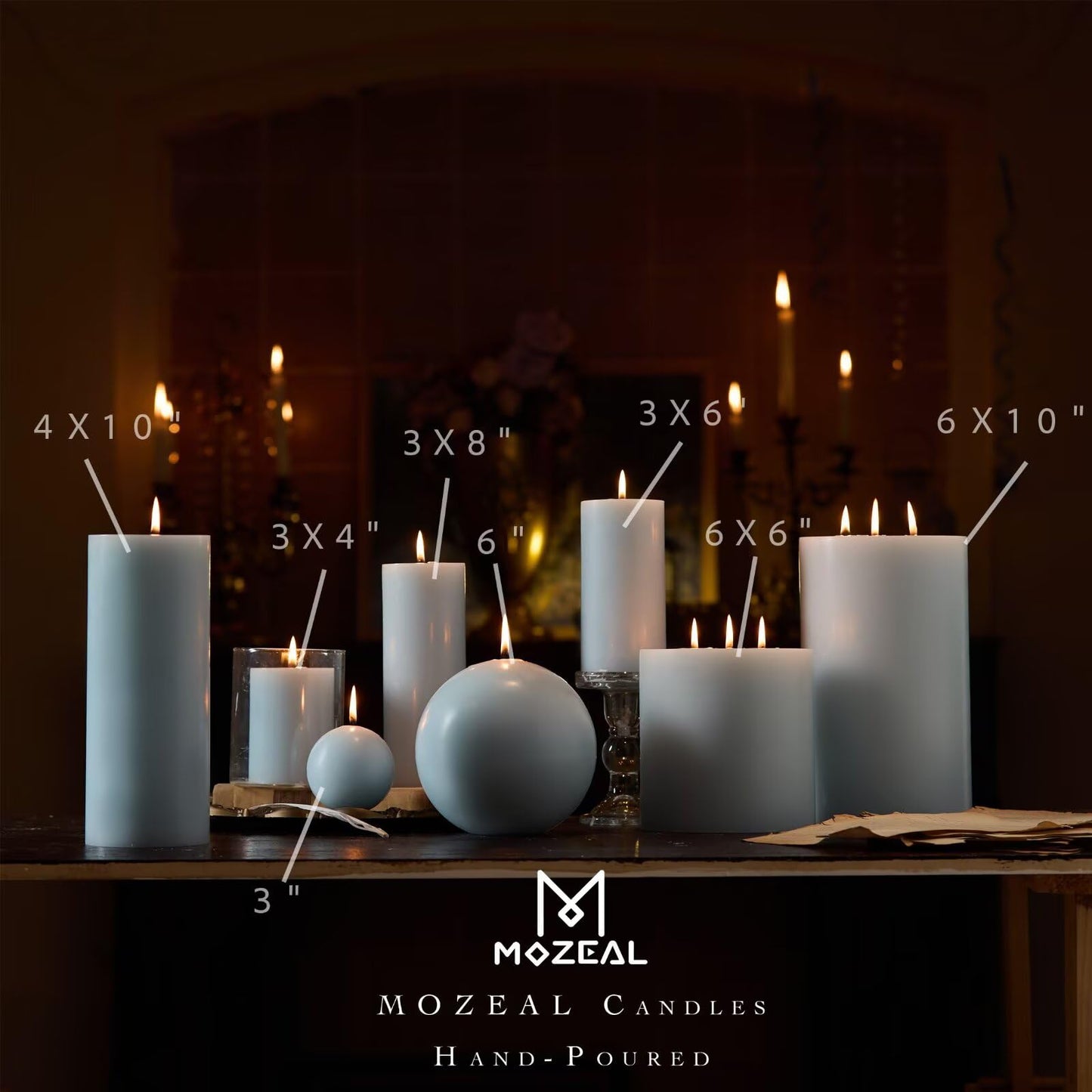 MOZEAL Hand-Poured, 6 Inch Baby Blue Large Round Ball Candles - Elegant Baby Blue Round Pillar Candles, Dripless, Unscented, Smokeless, Ideal for Baby Showers.