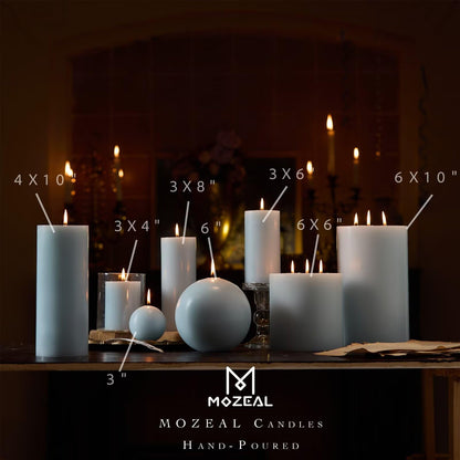 MOZEAL Hand-Poured, 6 Inch Baby Blue Large Round Ball Candles - Elegant Baby Blue Round Pillar Candles, Dripless, Unscented, Smokeless, Ideal for Baby Showers.