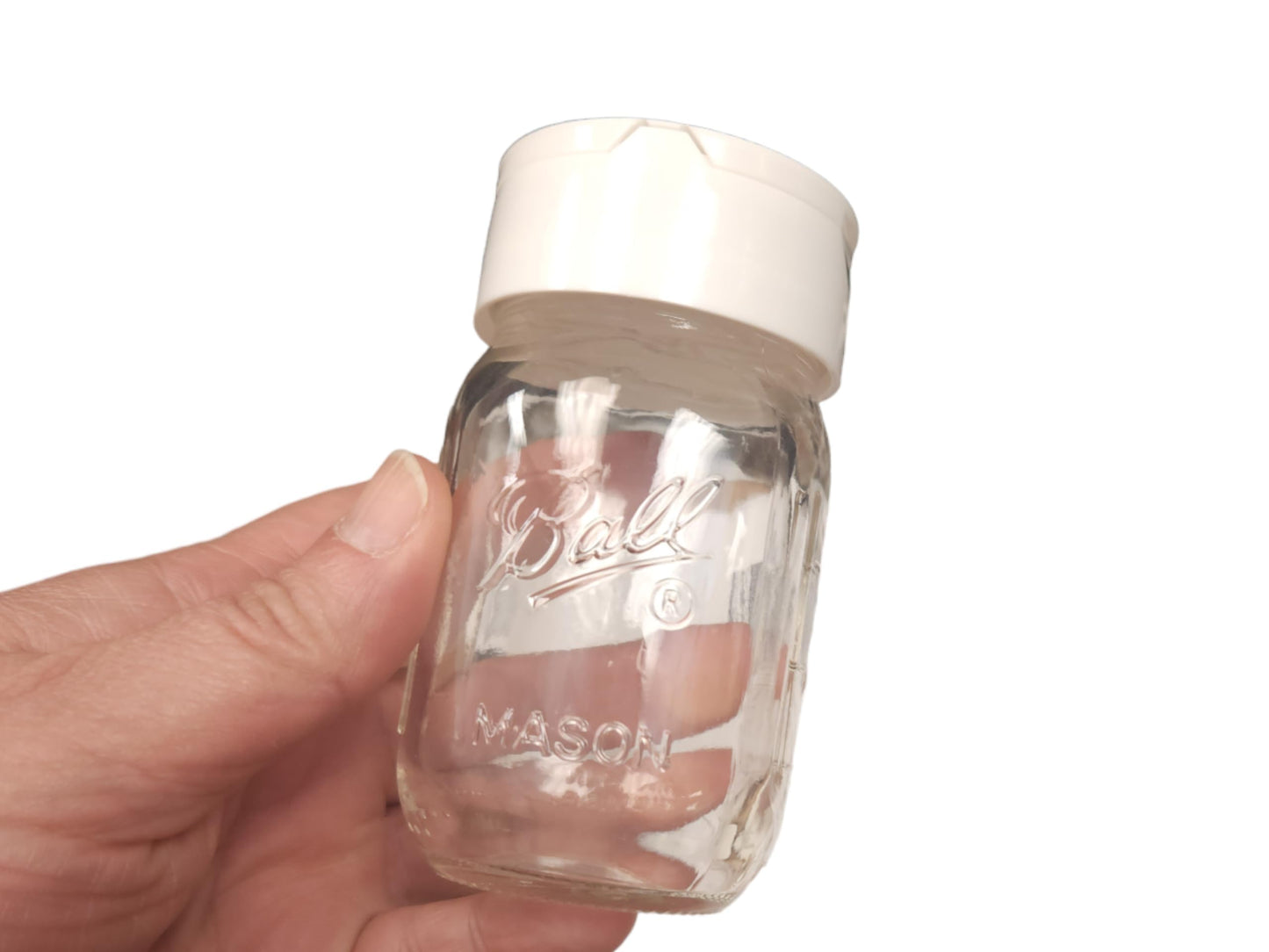 Nakpunar 12 pcs White Spice Caps for 4 oz Ball Miniature Mason Jars - Pour and Shake style with seal