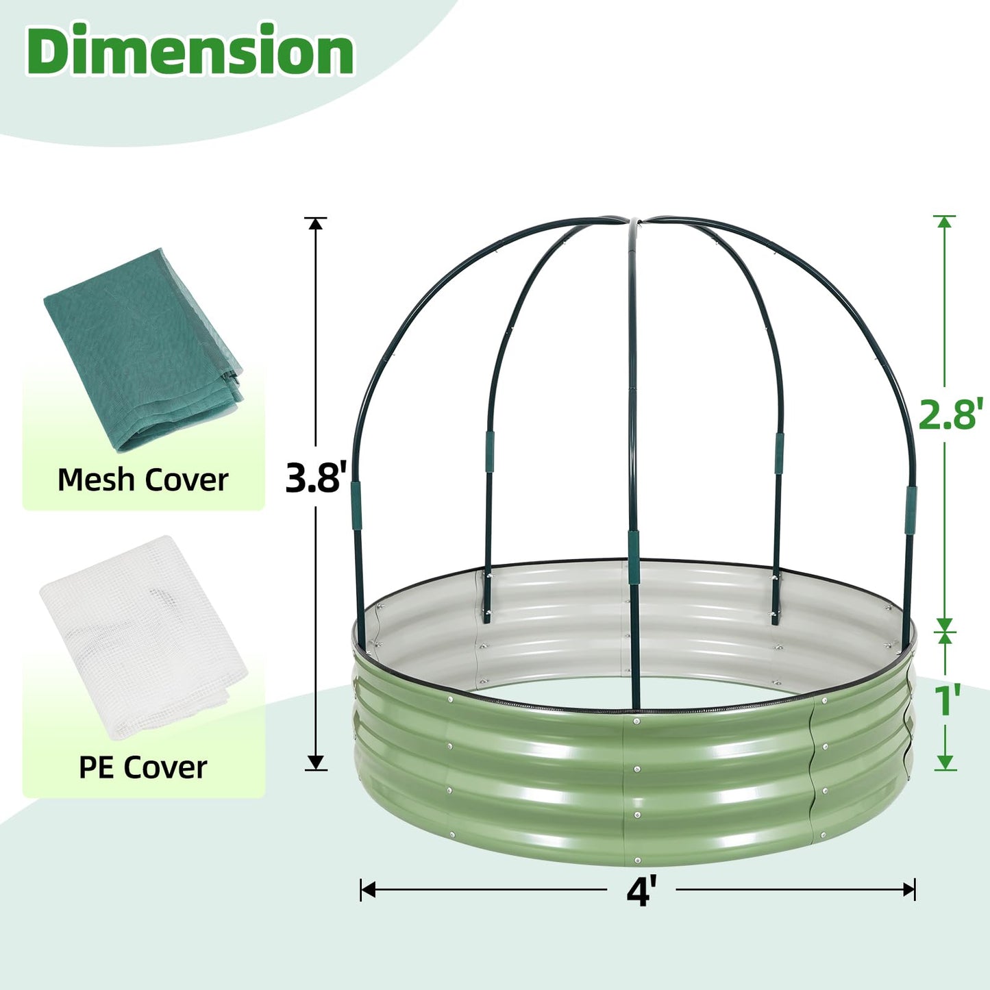 VIREO GARDEN Galvanized Raised Garden Bed with Cover | 4x4x1FT Metal Planter Box Outdoor with Greenhouse PE Cover for Winter & Mesh cover for Summer | 3-in-1 Raised Bed with Windows for Easy Gardening