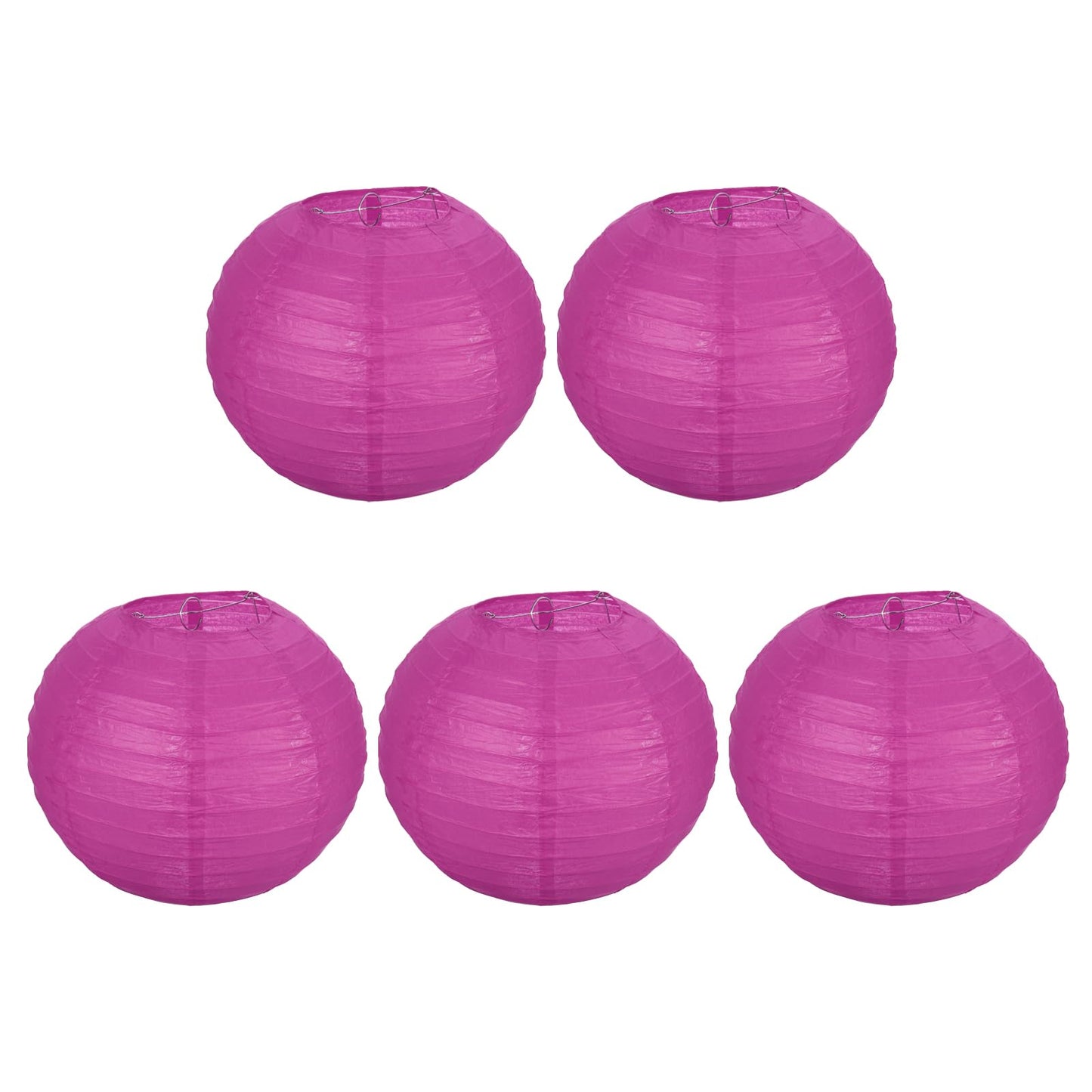 PATIKIL 10" Paper Lanterns, 5 Pcs Round Hanging Chinese/Japanese Lantern Decoration for Home Birthday Party Wedding Christmas Classroom Decor, Rose Red