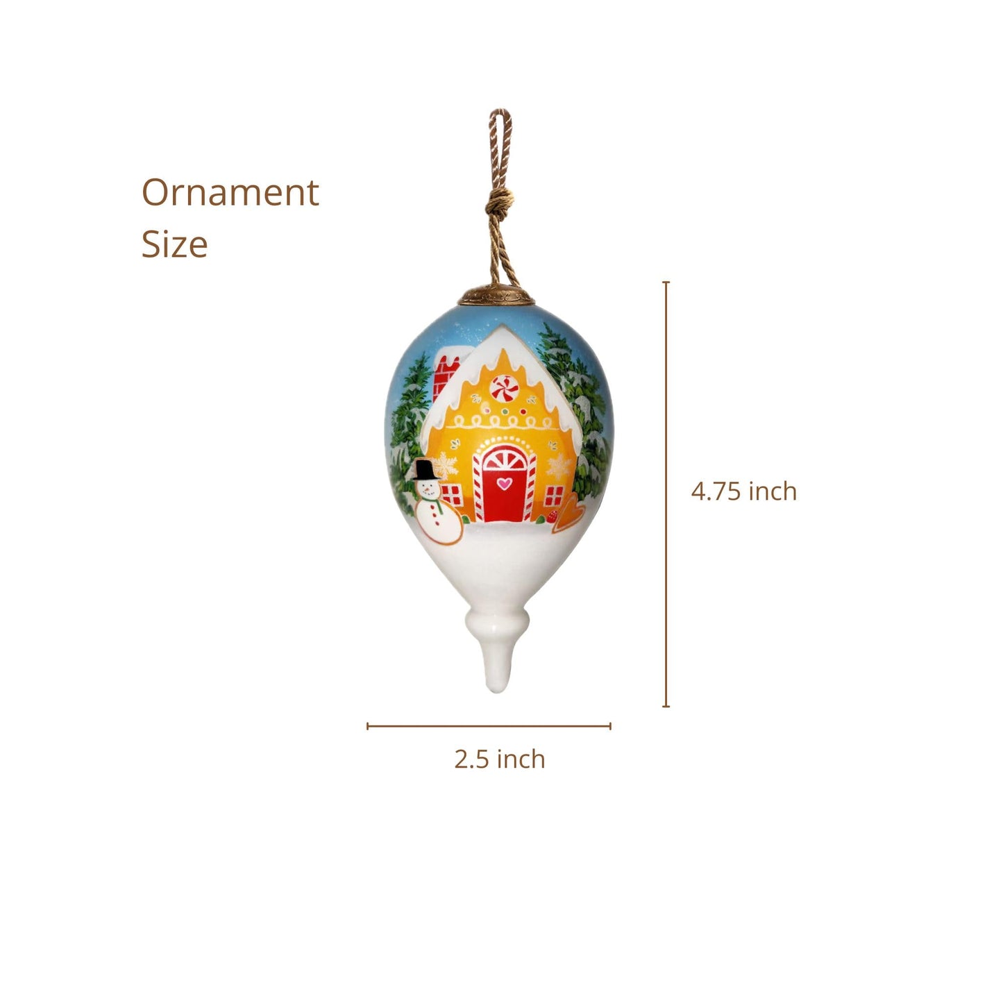 Gingerbread Ornament, Hand-Painted Glass Collectible – Gingerbread House & Man Christmas Decoration – Holiday Tree or Kitchen Décor – Gift Box Included (4.75”)
