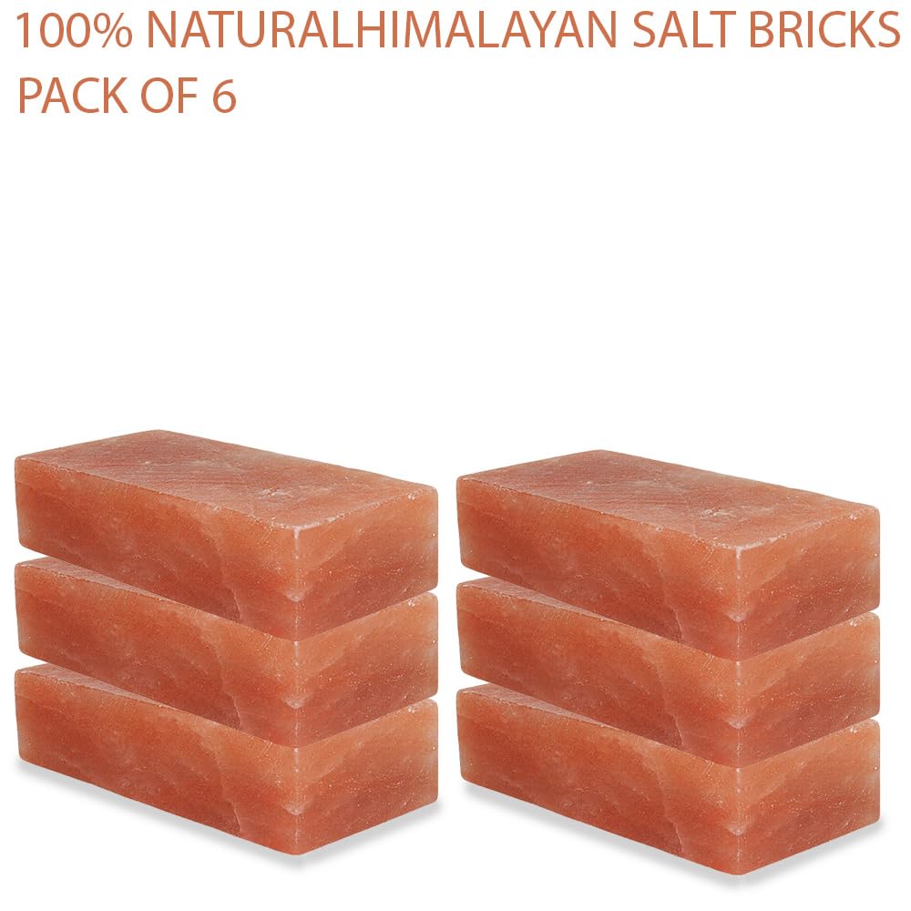 Himalayan Salt Bricks for Wall - Size 8x4x2 pack of 6 | Himalayan Pink Salt Bricks for Home | Salt Tiles for Home Improvement | Himalayan Salt Tiles.